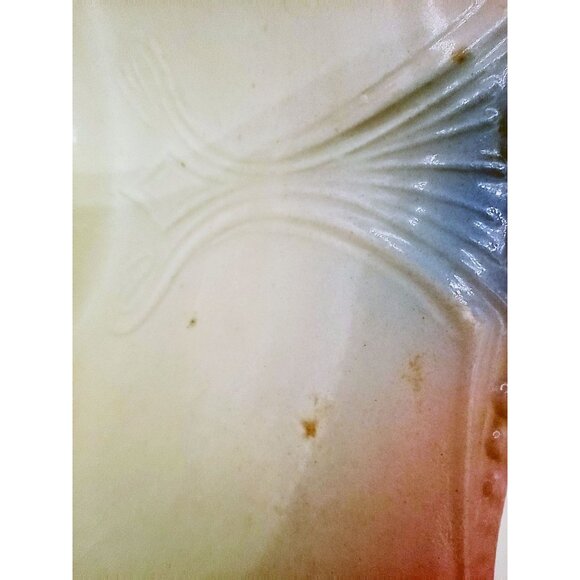 Serving Bowl SC Co Akron Pink Blue Scalloped Edge Cherries 10.5" 1940s Antique - Picture 9 of 15